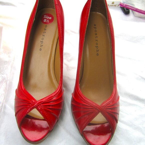 STYLISH APOSTROPHE RED PEEPTOE HEELED SHOES, PAYTON 41477, 8.5M - Picture 5 of 7